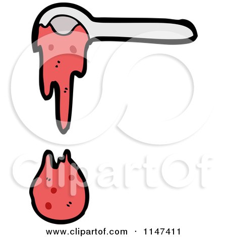 Cartoon of a Spoon and Ketchup - Royalty Free Vector Clipart by lineartestpilot