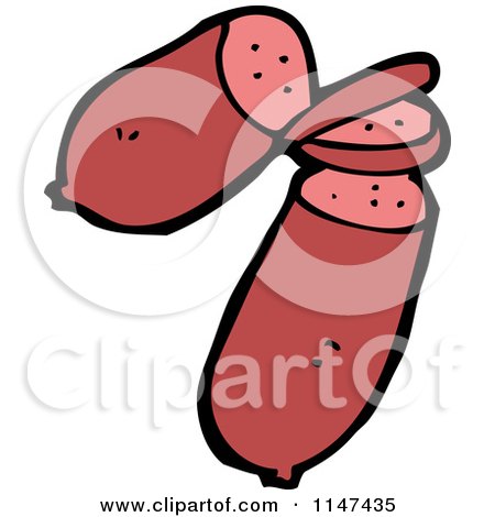 Cartoon of a Sausage - Royalty Free Vector Clipart by lineartestpilot