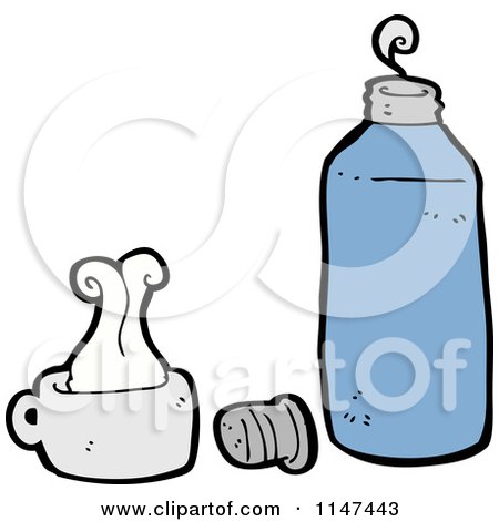 Cartoon of a Thermos and Cup - Royalty Free Vector Clipart by lineartestpilot