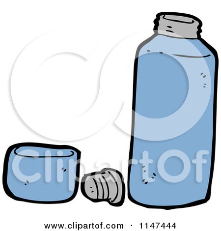 Cartoon of a Thermos and Cup - Royalty Free Vector Clipart by lineartestpilot