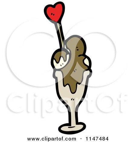 Cartoon of an Ice Cream Sundae - Royalty Free Vector Clipart by lineartestpilot