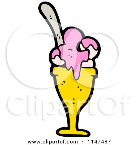 Cartoon of an Ice Cream Sundae - Royalty Free Vector Clipart by lineartestpilot