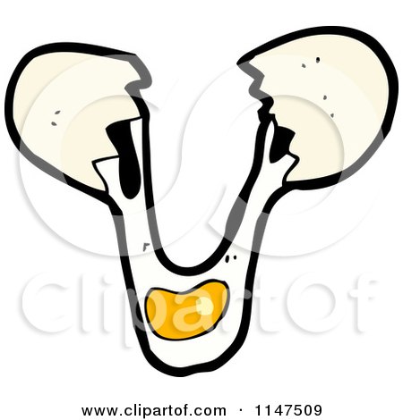 Cartoon of a Cracked Egg - Royalty Free Vector Clipart by lineartestpilot
