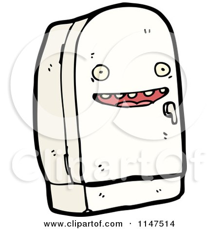 Cartoon of a Refrigerator Mascot - Royalty Free Vector Clipart by lineartestpilot