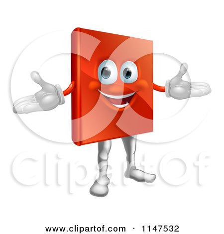 Cartoon of a Happy Red Book Mascot - Royalty Free Vector Clipart by AtStockIllustration