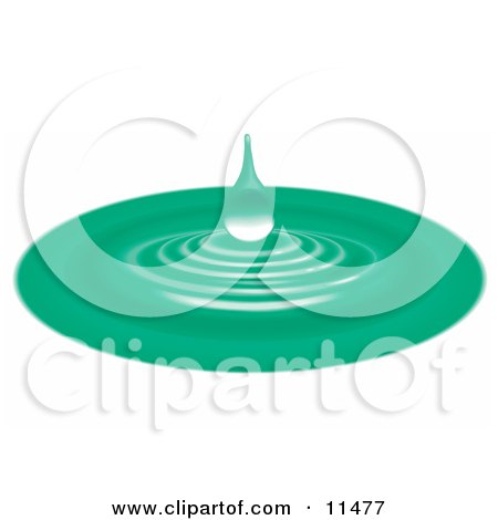 Green Waterdrop and Ripples Clipart Illustration by AtStockIllustration