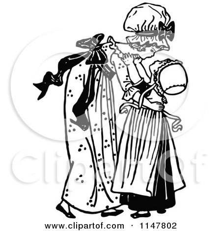 Clipart of a Retro Vintage Black and White Big Sister Picking up a Girl - Royalty Free Vector Illustration by Prawny Vintage