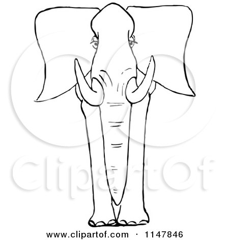 Clipart of a Retro Vintage Black and White Elephant - Royalty Free Vector Illustration by Prawny Vintage