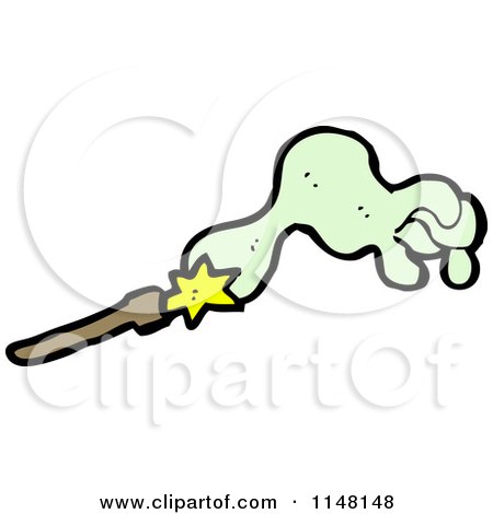 Cartoon of a Magic Wand Casting a Spell - Royalty Free Vector Clipart by lineartestpilot