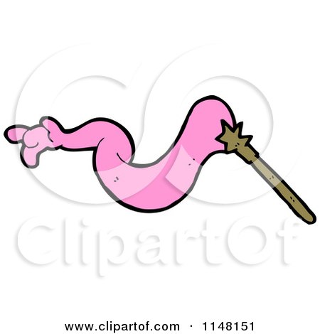 Cartoon of a Magic Wand Casting a Spell - Royalty Free Vector Clipart by lineartestpilot