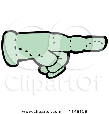 Cartoon of a Pointing Green Hand - Royalty Free Vector Clipart by lineartestpilot