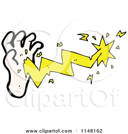 Cartoon of a Hand Casting a Magic Spell from Its Palm - Royalty Free Vector Clipart by lineartestpilot