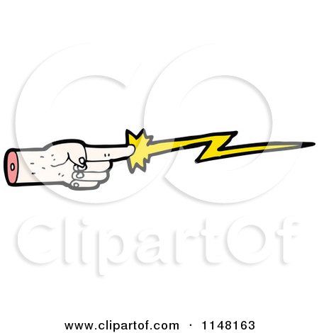 Cartoon of a Pointing Finger Casting a Magic Spell - Royalty Free Vector Clipart by lineartestpilot