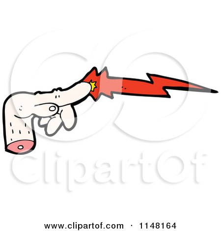Cartoon of a Pointing Finger Casting a Magic Spell - Royalty Free Vector Clipart by lineartestpilot