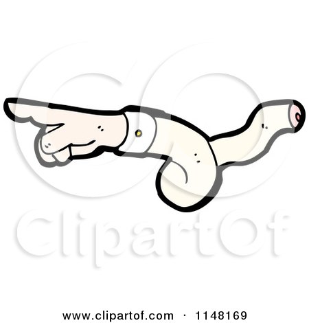 Cartoon of a Pointing Hand and Twisted Arm - Royalty Free Vector Clipart by lineartestpilot