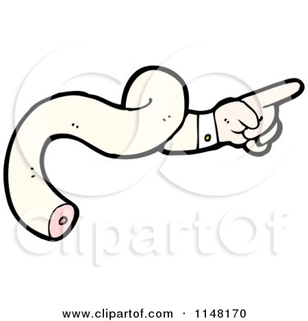 Cartoon of a Pointing Hand and Twisted Arm - Royalty Free Vector Clipart by lineartestpilot