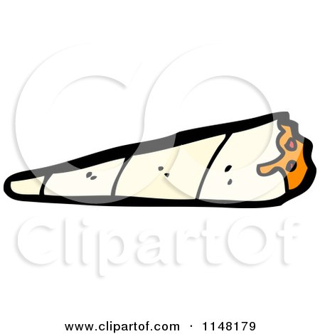 Cartoon of a Rolled Cigarette - Royalty Free Vector Clipart by lineartestpilot