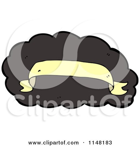 Cartoon of a Yellow Banner over a Black Cloud - Royalty Free Vector Clipart by lineartestpilot