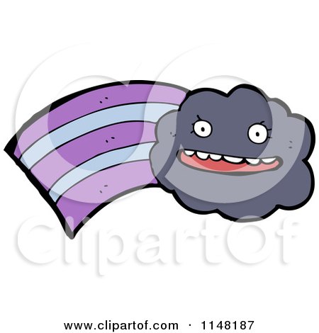 Cartoon of a Happy Storm Cloud and Trail - Royalty Free Vector Clipart by lineartestpilot