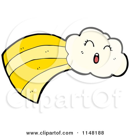 Cartoon of a Happy Cloud and Trail - Royalty Free Vector Clipart by lineartestpilot