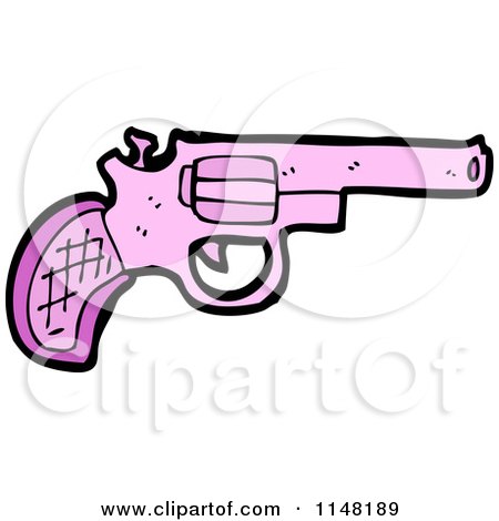 Cartoon of a Pink Pistol - Royalty Free Vector Clipart by lineartestpilot