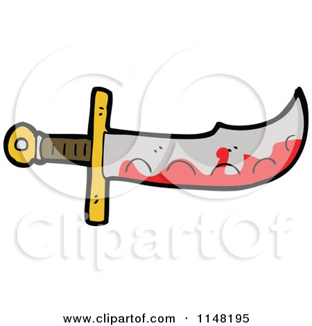 Cartoon of a Bloody Sword - Royalty Free Vector Clipart by lineartestpilot