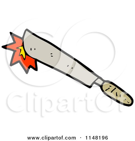 Cartoon of a Knife Making Contact - Royalty Free Vector Clipart by lineartestpilot