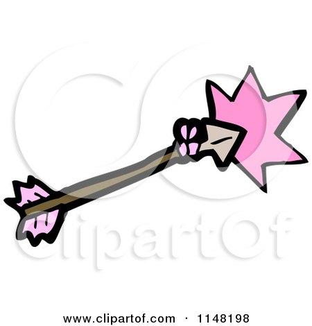 Cartoon of an Archery Arrow and Pink Contact Burst - Royalty Free Vector Clipart by lineartestpilot