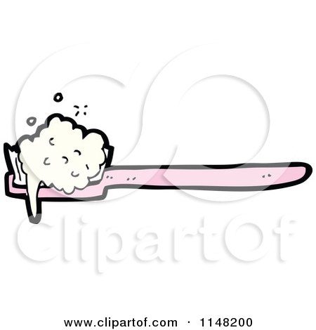 Cartoon of a Pink Toothbrush - Royalty Free Vector Clipart by lineartestpilot