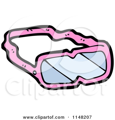 Cartoon of Pink Protective Goggles - Royalty Free Vector Clipart by lineartestpilot