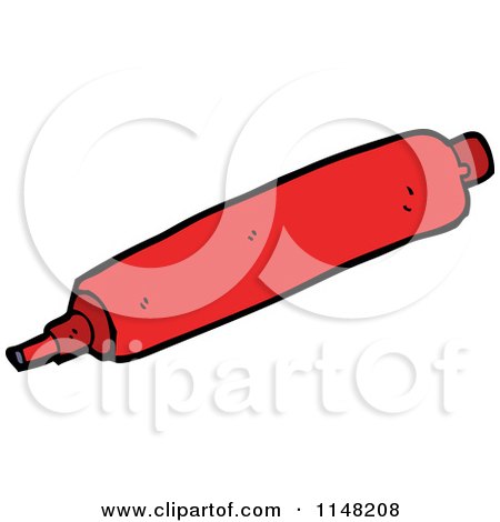 Cartoon of a Red Marker - Royalty Free Vector Clipart by lineartestpilot
