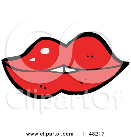 Cartoon of a Pair of Happy Red Lips - Royalty Free Vector Clipart by lineartestpilot