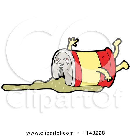 Cartoon of a Spilled Food Can Mascot - Royalty Free Vector Clipart by lineartestpilot