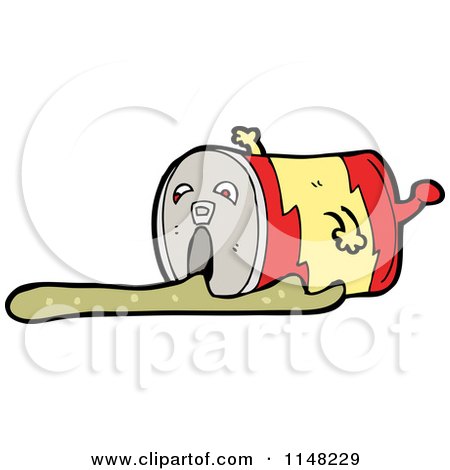 Cartoon of a Spilled Food Can Mascot - Royalty Free Vector Clipart by lineartestpilot