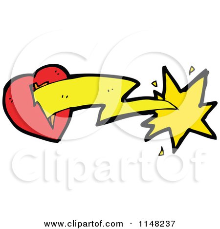 Cartoon of a Heart with a Lightning Bolt - Royalty Free Vector Clipart by lineartestpilot