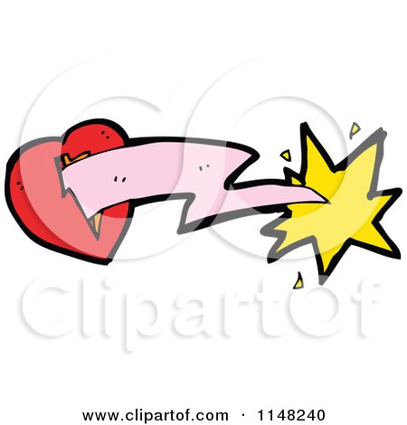 Cartoon of a Heart with a Lightning Bolt - Royalty Free Vector Clipart by lineartestpilot