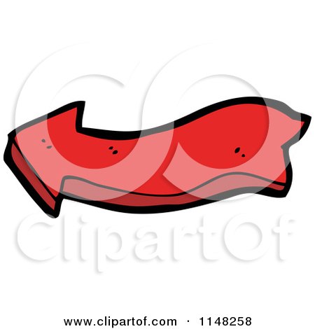 Cartoon of a Wavy Red Arrow Pointing Left - Royalty Free Vector Clipart by lineartestpilot