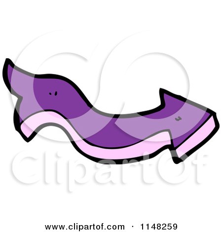 Cartoon of a Wavy Purple Arrow Pointing Right - Royalty Free Vector Clipart by lineartestpilot