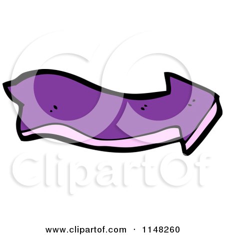 Cartoon of a Wavy Purple Arrow Pointing Right - Royalty Free Vector Clipart by lineartestpilot