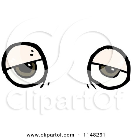 Cartoon of a Pair of Tired Eyes - Royalty Free Vector Clipart by lineartestpilot
