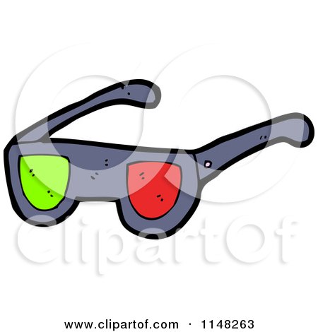Cartoon of a Pair of 3d Movie Glasses - Royalty Free Vector Clipart by lineartestpilot