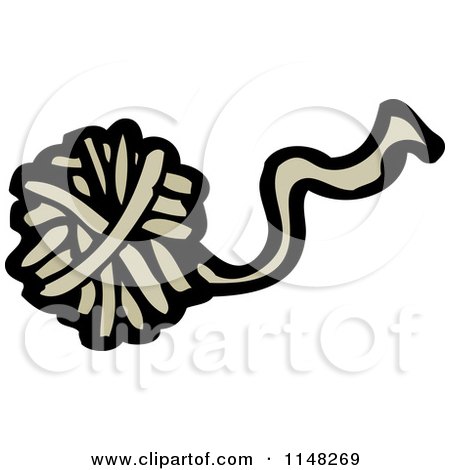 Cartoon of a Ball of Brown Yarn - Royalty Free Vector Clipart by lineartestpilot