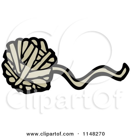 Cartoon of a Ball of Brown Yarn - Royalty Free Vector Clipart by lineartestpilot