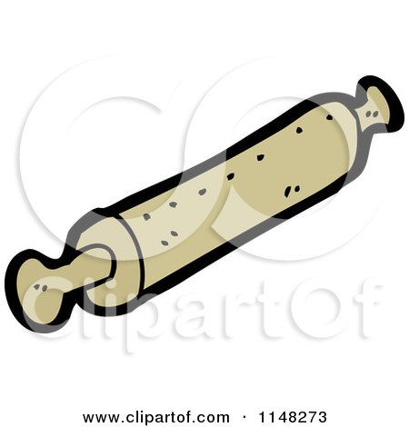 Cartoon of a Baking Rolling Pin - Royalty Free Vector Clipart by lineartestpilot