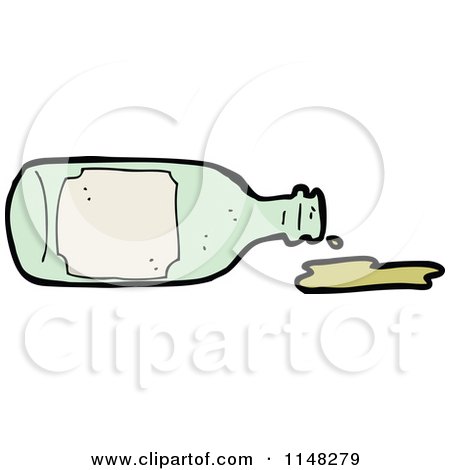 Cartoon of a Green Oil or Wine Bottle with a Spill - Royalty Free Vector Clipart by lineartestpilot