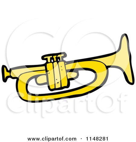 Cartoon of a Trumpet - Royalty Free Vector Clipart by lineartestpilot