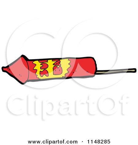 Cartoon of a Red Firework Rocket - Royalty Free Vector Clipart by lineartestpilot