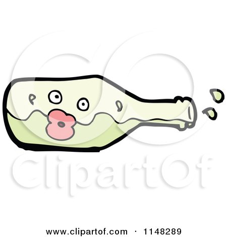 Cartoon of a Tipped over Green Wine Bottle Mascot - Royalty Free Vector Clipart by lineartestpilot