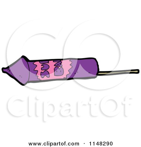Cartoon of a Purple Firework Rocket - Royalty Free Vector Clipart by lineartestpilot