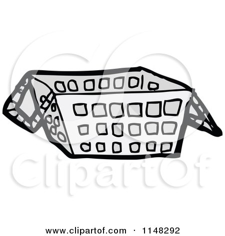 Cartoon of a Shopping Basket - Royalty Free Vector Clipart by lineartestpilot
